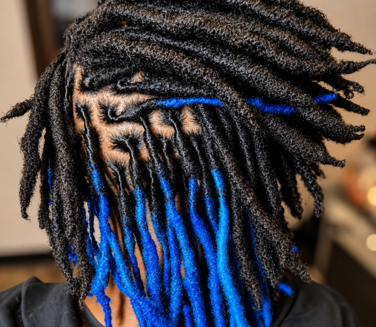 Locs with Blue Accents